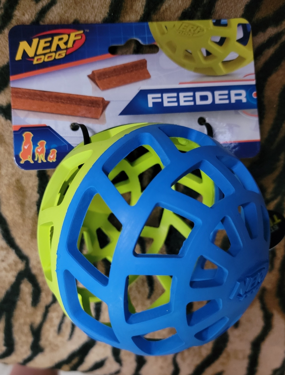Nerf Dog Treat Feeder Ball - Blue & Lime Sm Med Or Large Dog Ea.